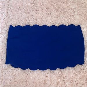 Royal blue, scalloped tube top.